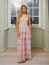 Neo Noir Cleoni Solid Chiffon Dress - Rose