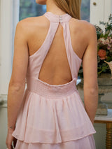 Neo Noir Cleoni Solid Chiffon Dress - Rose