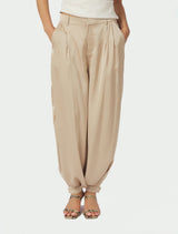 Neo Noir Fayla Drap Satin Balloon Pants - Dark sand