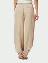 Neo Noir Fayla Drap Satin Balloon Pants - Dark sand