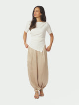 Neo Noir Fayla Drap Satin Balloon Pants - Dark sand