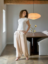 Neo Noir Fayla Drap Satin Balloon Pants - Dark sand
