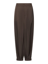 Neo Noir Fayla Drap Satin Balloon Pants - Dark Brown