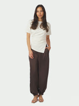 Neo Noir Fayla Drap Satin Balloon Pants - Dark Brown