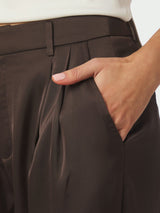 Neo Noir Fayla Drap Satin Balloon Pants - Dark Brown