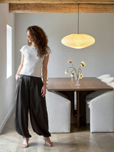 Neo Noir Fayla Drap Satin Balloon Pants - Dark Brown