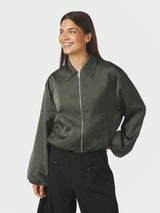 Neo Noir Denielle Hevary Sateen Jacket - Deep Green