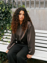 Neo Noir Denielle Heavy Sateen Jacket - Dark Brown