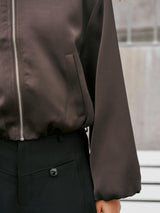 Neo Noir Denielle Heavy Sateen Jacket - Dark Brown