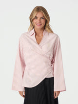 Neo Noir Tifuna Stripe Wrap Shirt - Light pink