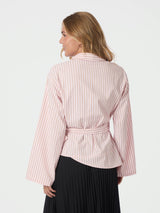 Neo Noir Tifuna Stripe Wrap Shirt - Light pink