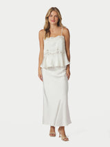 Neo Noir Kaela Heavy Sateen Lace Top - Pearl