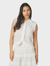 Neo Noir Celia Ruffle Top - White