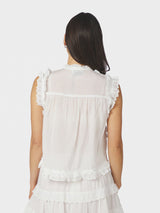 Neo Noir Celia Ruffle Top - White