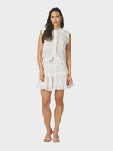 Neo Noir Celia Ruffle Top - White
