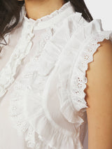 Neo Noir Celia Ruffle Top - White