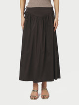 Neo Noir Anais Poplin Skirt - Chocolate Brown