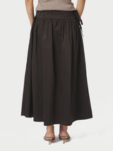 Neo Noir Anais Poplin Skirt - Chocolate Brown