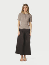Neo Noir Anais Poplin Skirt - Chocolate Brown