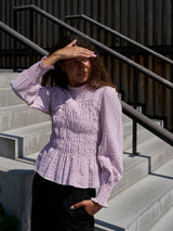Neo Noir Possa Mini Check Blouse - Light pink