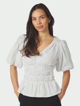 Neo Noir Sapura Mini Dot Blouse - White