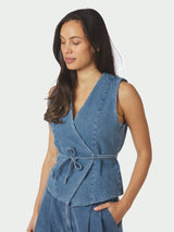 Neo Noir Samara Denim Waistcoat - Blue