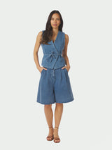 Neo Noir Samara Denim Waistcoat - Blue