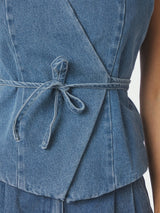 Neo Noir Samara Denim Waistcoat - Blue