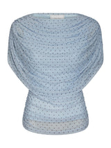 Neo Noir Cottuna Dot Drapy Mesh Top - Light Blue