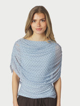 Neo Noir Cottuna Dot Drapy Mesh Top - Light Blue