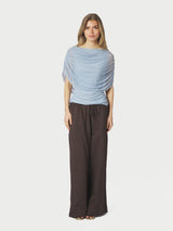 Neo Noir Cottuna Dot Drapy Mesh Top - Light Blue