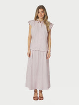 Neo Noir Yara Long Duoble Stripe Shirt - Rose