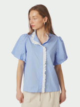 Neo Noir Ulia Stripe Blouse - Blue Stripe