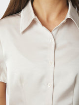 Neo Noir Lyselle Heavy Sateen Shirt - Pearl