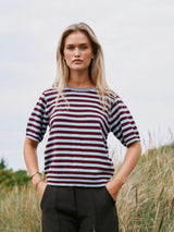 Neo Noir Missy Stripe Knit Tee - Wine