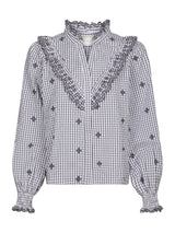 Neo Noir Degas Check Blouse - Grey