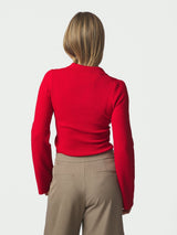 Neo Noir Fannya LS Solid Knit Polo - Red