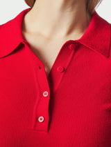 Neo Noir Fannya LS Solid Knit Polo - Red