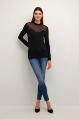 Culture Grace Simili Heart Blouse - Black