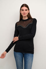 Culture Grace Simili Heart Blouse - Black