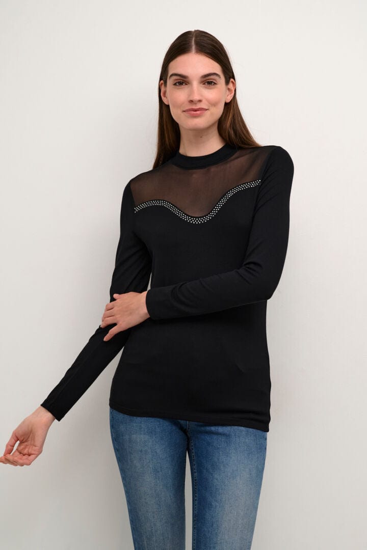 Culture Grace Simili Heart Blouse - Black