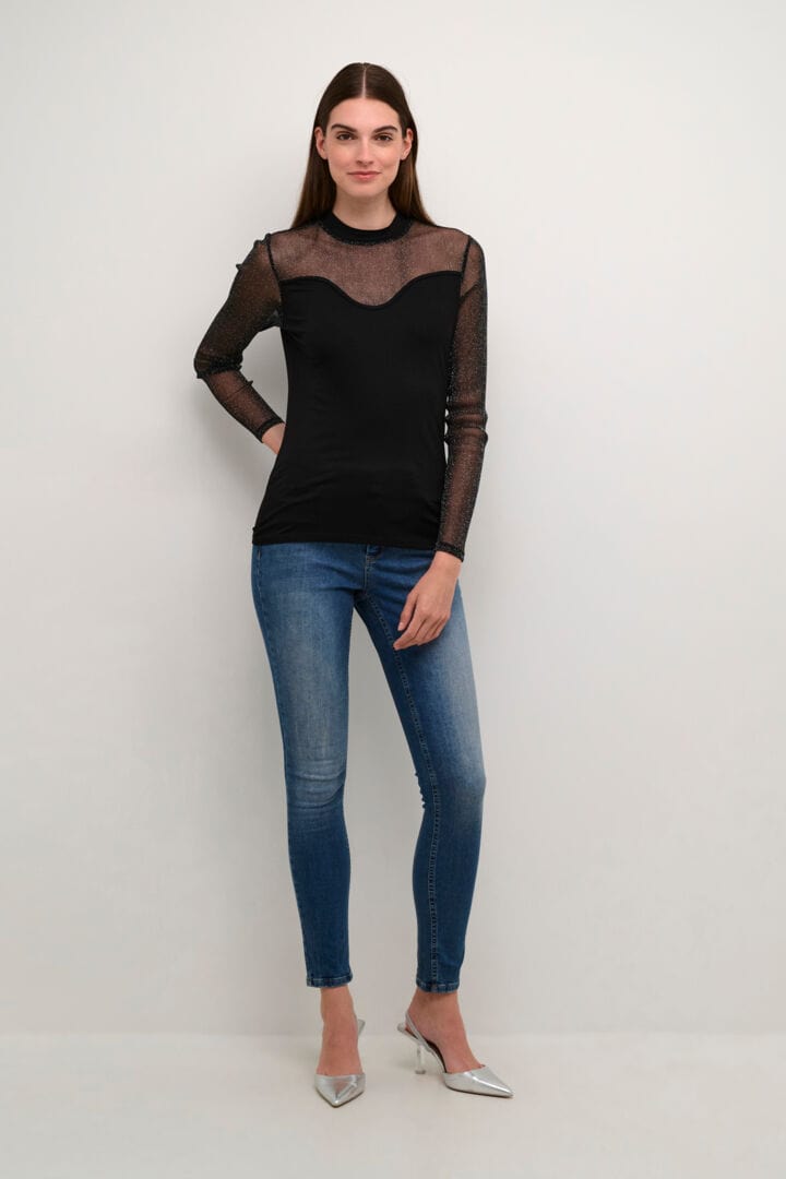 Culture Shiny Grace Blouse - Black/Silver