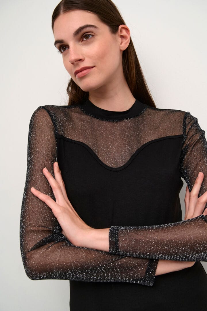 Culture Shiny Grace Blouse - Black/Silver