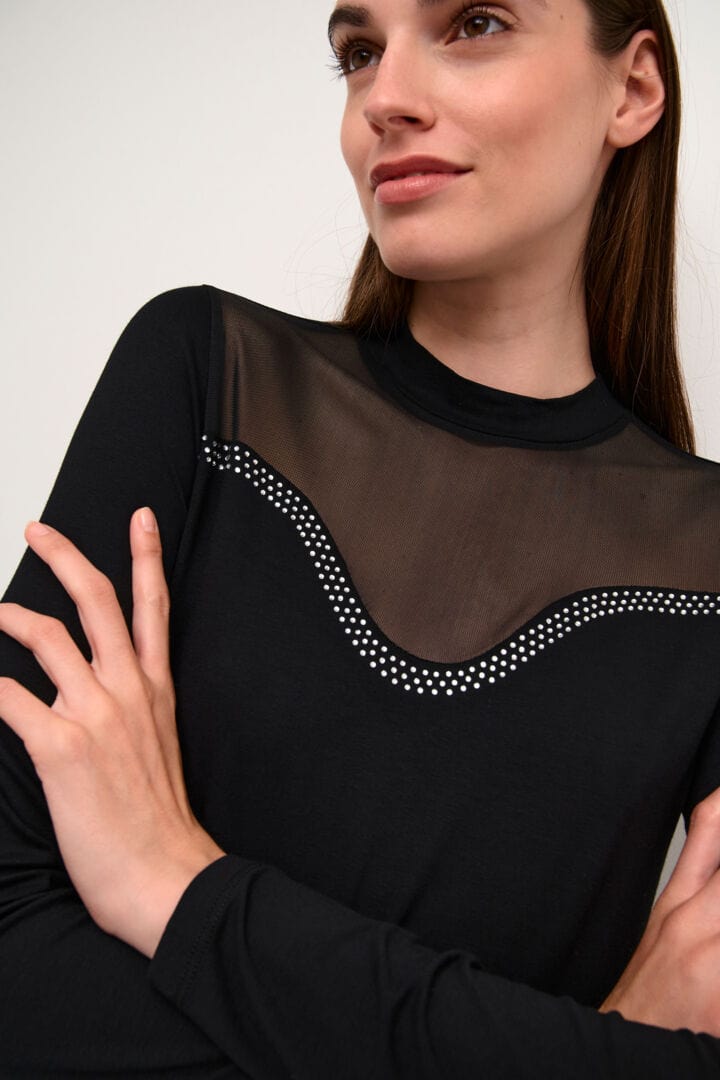 Culture Grace Simili Heart Blouse - Black