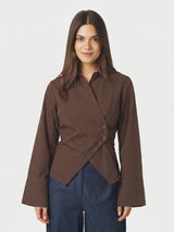 Neo Noir Fenli Small Check Shirt - Aubergine