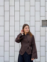 Neo Noir Fenli Small Check Shirt - Aubergine