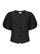 Neo Noir Anela Mandarin Dull Satin Blouse - Black