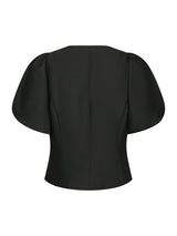 Neo Noir Anela Mandarin Dull Satin Blouse - Black
