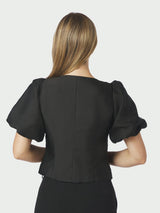 Neo Noir Anela Mandarin Dull Satin Blouse - Black