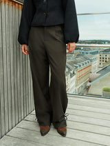 Neo Noir Isotta Structure Tie Pants - Dark Brown